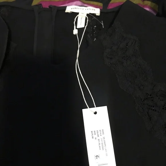 Rebecca Taylor Short Sleeve Crepe Lace Dress - Picture 5 of 8